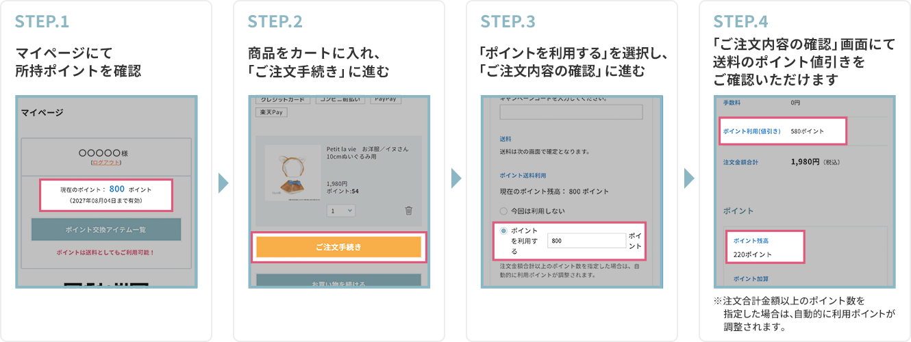 送料へのポイント適用手順